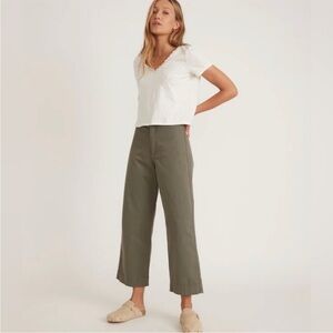 Marine Layer Size 14 Bridget Wide Leg Cropped Pants Olive Green Boho Casual